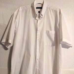 Mens White Short Sleeve Dress Shirt Size XL